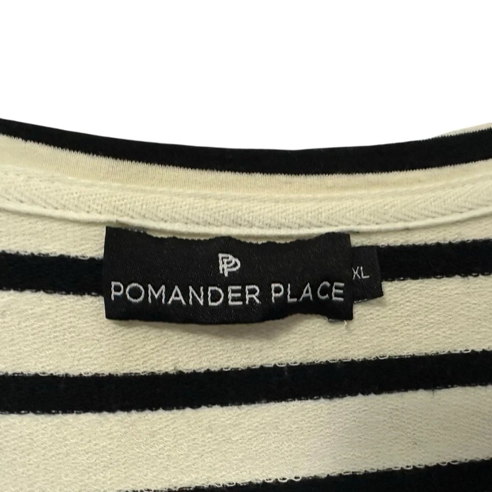 Pomander Place Womens Long Sleeve Striped  Knit Shirt Dress Sz XL Cream Black - Picture 7 of 7